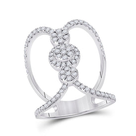 14K White Gold Round Diamond Fashion Women's Band 7/8 Cttw - Splendid Jewellery
