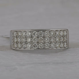 14K White Gold Round Diamond Mens Band 1 3/8 Cttw - Splendid Jewellery
