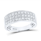 14K White Gold Round Diamond Mens Band 1 3/8 Cttw - Splendid Jewellery