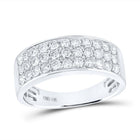 14K White Gold Round Diamond Mens Band 1 3/8 Cttw - Splendid Jewellery