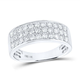 14K White Gold Round Diamond Mens Band 1 3/8 Cttw - Splendid Jewellery