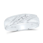 14K White Gold Round Diamond Men's Band 1/6 Cttw - Splendid Jewellery