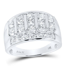 Load image into Gallery viewer, 14K White Gold Round Diamond Mens Channel - Set Band Ring 3 Cttw - Splendid Jewellery