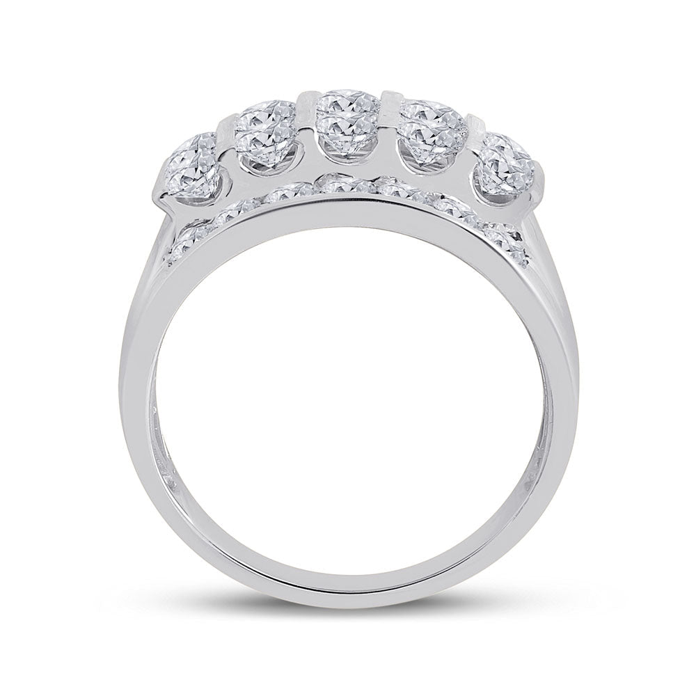 14K White Gold Round Diamond Mens Channel - Set Band Ring 3 Cttw - Splendid Jewellery