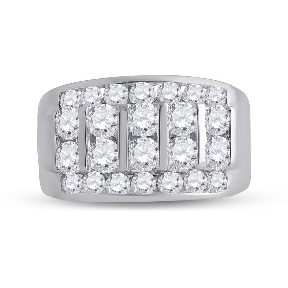 14K White Gold Round Diamond Mens Channel - Set Band Ring 3 Cttw - Splendid Jewellery