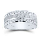 14K White Gold Round Diamond Men's Channel Set Grecco Textured Double Row Wedding Band Ring 1 Cttw - Splendid Jewellery