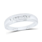14K White Gold Round Diamond Men's Channel Set Wedding Anniversary Band Ring 1/12 Cttw - Splendid Jewellery