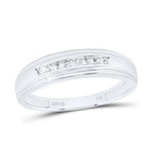 14K White Gold Round Diamond Men's Channel Set Wedding Anniversary Band Ring 1/12 Cttw - Splendid Jewellery