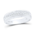 14K White Gold Round Diamond Men's Comfort Fit Wedding Anniversary Band 1/4 Cttw - Splendid Jewellery