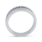 14K White Gold Round Diamond Men's Double Row Grecco Greek Key Wedding Band 1 Cttw - Splendid Jewellery