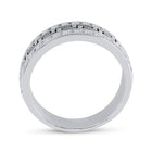 14K White Gold Round Diamond Men's Double Row Grecco Greek Key Wedding Band 1 Cttw - Splendid Jewellery