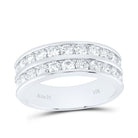 14K White Gold Round Diamond Men's Double Row Wedding Band Ring 2 Cttw - Splendid Jewellery