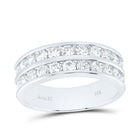 14K White Gold Round Diamond Men's Double Row Wedding Band Ring 2 Cttw - Splendid Jewellery