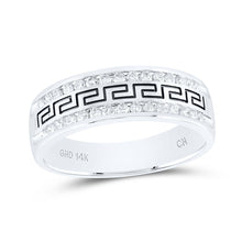 Load image into Gallery viewer, 14K White Gold Round Diamond Men's Grecco Wedding Anniversary Band 1/2 Cttw - Splendid Jewellery