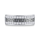 14K White Gold Round Diamond Men's Grecco Wedding Anniversary Band 3/4 Cttw - Splendid Jewellery