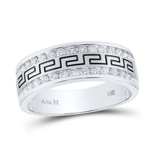 Load image into Gallery viewer, 14K White Gold Round Diamond Men's Grecco Wedding Anniversary Band 3/4 Cttw - Splendid Jewellery