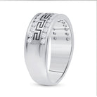 14K White Gold Round Diamond Men's Grecco Wedding Anniversary Band 3/4 Cttw - Splendid Jewellery