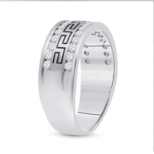 Load image into Gallery viewer, 14K White Gold Round Diamond Men's Grecco Wedding Anniversary Band 3/4 Cttw - Splendid Jewellery