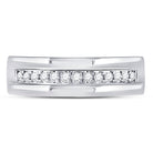 14K White Gold Round Diamond Men's Machine Set Wedding Band Ring 1/5 Cttw - Splendid Jewellery