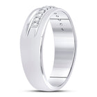 14K White Gold Round Diamond Men's Machine Set Wedding Band Ring 1/5 Cttw - Splendid Jewellery