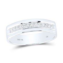 Load image into Gallery viewer, 14K White Gold Round Diamond Men's Machine Set Wedding Band Ring 1/5 Cttw - Splendid Jewellery