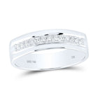 14K White Gold Round Diamond Men's Machine Set Wedding Band Ring 1/5 Cttw - Splendid Jewellery