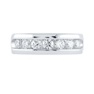 14K White Gold Round Diamond Men's Machine Set Wedding Channel Band Ring 1 1 1/2 Cttw - Splendid Jewellery