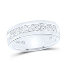 14K White Gold Round Diamond Men's Machine Set Wedding Channel Band Ring 1 1 1/2 Cttw - Splendid Jewellery