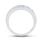 14K White Gold Round Diamond Men's Machine Set Wedding Channel Band Ring 1 1 1/2 Cttw - Splendid Jewellery
