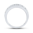 14K White Gold Round Diamond Men's Machine Set Wedding Channel Band Ring 1 1 1/2 Cttw - Splendid Jewellery