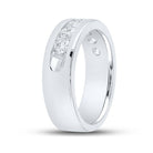 14K White Gold Round Diamond Men's Machine Set Wedding Channel Band Ring 1 1 1/2 Cttw - Splendid Jewellery