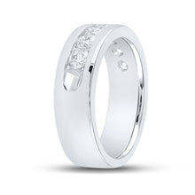 Load image into Gallery viewer, 14K White Gold Round Diamond Men's Machine Set Wedding Channel Band Ring 1 1 1/2 Cttw - Splendid Jewellery