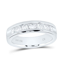 Load image into Gallery viewer, 14K White Gold Round Diamond Men's Machine Set Wedding Channel Band Ring 1 Cttw - Splendid Jewellery