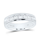 14K White Gold Round Diamond Men's Machine Set Wedding Channel Band Ring 1 Cttw - Splendid Jewellery