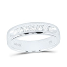 14K White Gold Round Diamond Men's Machine Set Wedding Channel Band Ring 1/2 Cttw - Splendid Jewellery