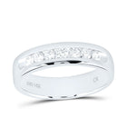 14K White Gold Round Diamond Men's Machine Set Wedding Channel Band Ring 1/2 Cttw - Splendid Jewellery