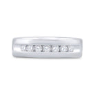 14K White Gold Round Diamond Men's Machine Set Wedding Channel Band Ring 1/2 Cttw - Splendid Jewellery