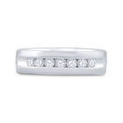 14K White Gold Round Diamond Men's Machine Set Wedding Channel Band Ring 1/2 Cttw - Splendid Jewellery