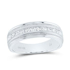 14K White Gold Round Diamond Men's Machine Set Wedding Channel Band Ring 1/2 Cttw - Splendid Jewellery