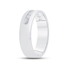Load image into Gallery viewer, 14K White Gold Round Diamond Men's Machine Set Wedding Channel Band Ring 1/2 Cttw - Splendid Jewellery