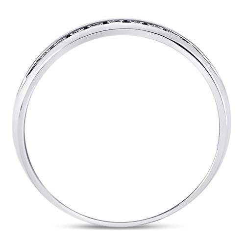 14K White Gold Round Diamond Men's Machine Set Wedding Channel Band Ring 1/4 Cttw - Splendid Jewellery
