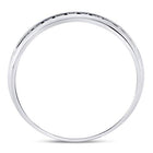14K White Gold Round Diamond Men's Machine Set Wedding Channel Band Ring 1/4 Cttw - Splendid Jewellery