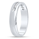 14K White Gold Round Diamond Men's Machine Set Wedding Channel Band Ring 1/4 Cttw - Splendid Jewellery