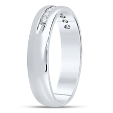 Load image into Gallery viewer, 14K White Gold Round Diamond Men's Machine Set Wedding Channel Band Ring 1/4 Cttw - Splendid Jewellery