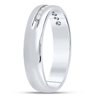 14K White Gold Round Diamond Men's Machine Set Wedding Channel Band Ring 1/4 Cttw - Splendid Jewellery