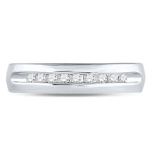 Load image into Gallery viewer, 14K White Gold Round Diamond Men's Machine Set Wedding Channel Band Ring 1/4 Cttw - Splendid Jewellery