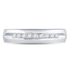 14K White Gold Round Diamond Men's Machine Set Wedding Channel Band Ring 1/4 Cttw - Splendid Jewellery