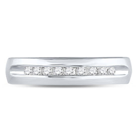 14K White Gold Round Diamond Men's Machine Set Wedding Channel Band Ring 1/4 Cttw - Splendid Jewellery