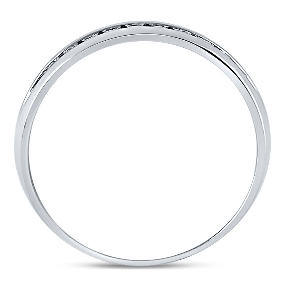 14K White Gold Round Diamond Men's Machine Set Wedding Channel Band Ring 1/4 Cttw - Splendid Jewellery