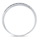 14K White Gold Round Diamond Men's Machine Set Wedding Channel Band Ring 1/4 Cttw - Splendid Jewellery